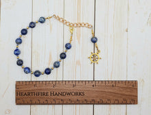 Tyche (Fortuna) Prayer Bead Bracelet in Sodalite: Greek Goddess of Luck, Chance and Prosperity, Mistress of the Wheel of Fortune