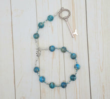 Frigga  Pocket Prayer Beads in Aqua Blue Imperial Jasper: Queen of Asgard, Norse Goddess of Wisdom, Seership, Weaving, Management