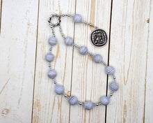 Athena Pocket Prayer Beads in Blue Lace Agate: Greek Goddess of Wisdom, Weaving, War
