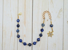 Tyche (Fortuna) Prayer Bead Bracelet in Sodalite: Greek Goddess of Luck, Chance and Prosperity, Mistress of the Wheel of Fortune