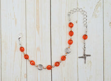 Brigid Prayer Bead Bracelet in Orange:  Irish Celtic Goddess of Poetry, Crafts,