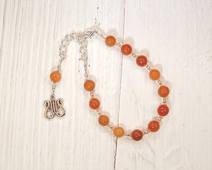 Apollo Prayer Bead Bracelet in Orange Aventurine: Greek God of Music and the Arts, Health and Healing