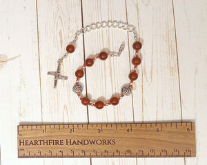 Brigid Prayer Bead Bracelet in Carnelian:  Irish Celtic Goddess of Poetry, Crafts, Healing