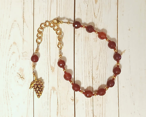 Dionysos (Dionysus, Bacchus) Prayer Bead Bracelet in Garnet: Greek God of Wine, Theater, Ecstasy