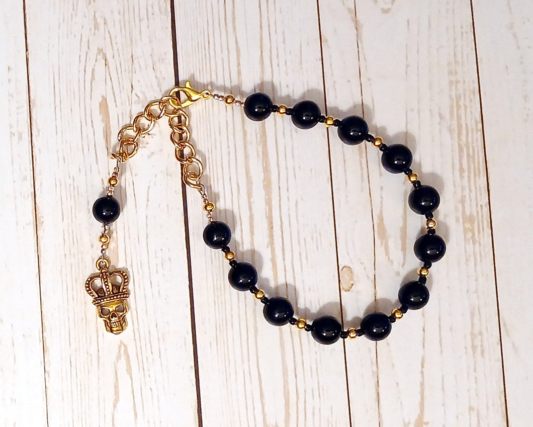 Ereshkigal Prayer Bead Bracelet in Black Onyx: Sumerian Mesopotamian Goddess of the Underworld