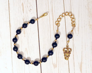 Ereshkigal Prayer Bead Bracelet in Black Onyx: Sumerian Mesopotamian Goddess of the Underworld