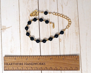 Ereshkigal Prayer Bead Bracelet in Black Onyx: Sumerian Mesopotamian Goddess of the Underworld