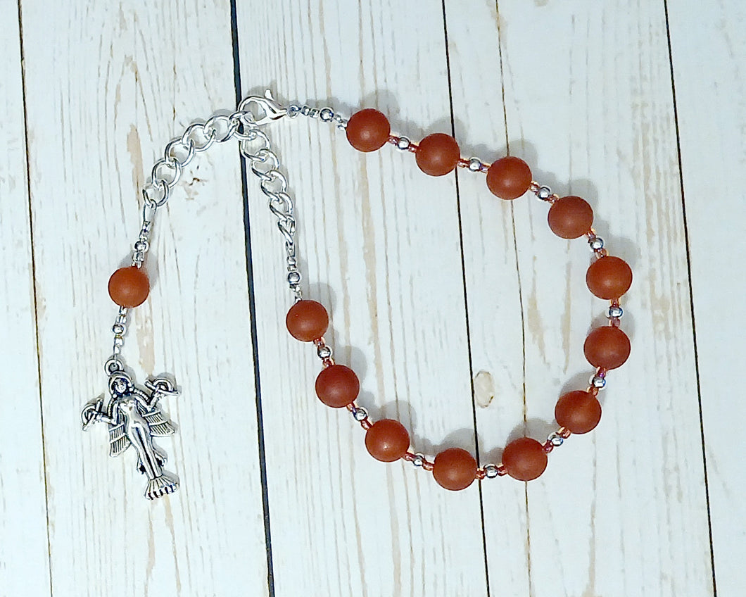 Inanna Prayer Bead Bracelet in Carnelian: Sumerian Mesopotamian Goddess of Love, War, Power, Justice