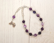 Iris Prayer Bead Bracelet in Purple Stripe Agate: Greek Goddess of the Rainbow