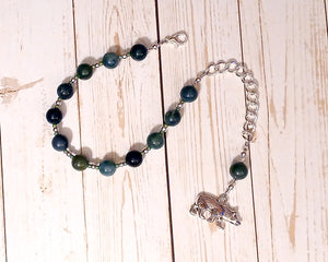 Mielikki Prayer Bead Bracelet in Moss Agate: Finnish Goddess of the Forest