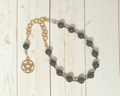 Pentacle Prayer Bead Bracelet in Onyx