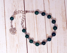 Tapio Prayer Bead Bracelet in Green Agate: Finnish God of the Forest