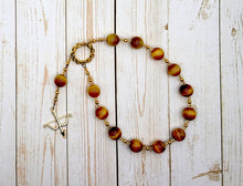 Apollo Pocket Prayer Beads in Golden Tiger Eye with Bow and Arrow: Greek God of Music and Art, Health and Healing, Archery and the Sun