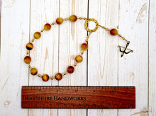 Apollo Pocket Prayer Beads in Golden Tiger Eye with Bow and Arrow: Greek God of Music and Art, Health and Healing, Archery and the Sun