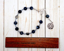 Cailleach (Cailleach Bheara) Pocket Prayer Beads in Blue Imperial Jasper:  Gaelic Celtic Goddess of Winter, Storms, Crone Goddess
