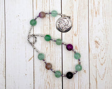 Sigyn Pocket Prayer Beads in Rainbow Fluorite: Norse Goddess of Devotion and Love, Bride of Loki