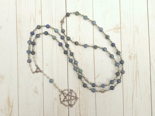 Pentacle Prayer Bead Necklace in Chrysocolla-Lapis