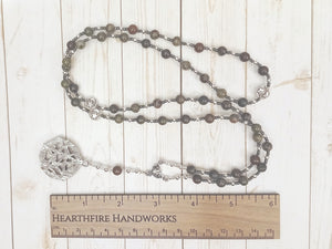 Pentacle Prayer Bead Necklace in Dragon Blood Jasper