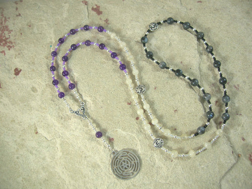 RESERVED LISTING, Custom for NAT: Hekate Prayer Bead and Bracelet Set, Nyx Prayer Bead and Bracelet Set