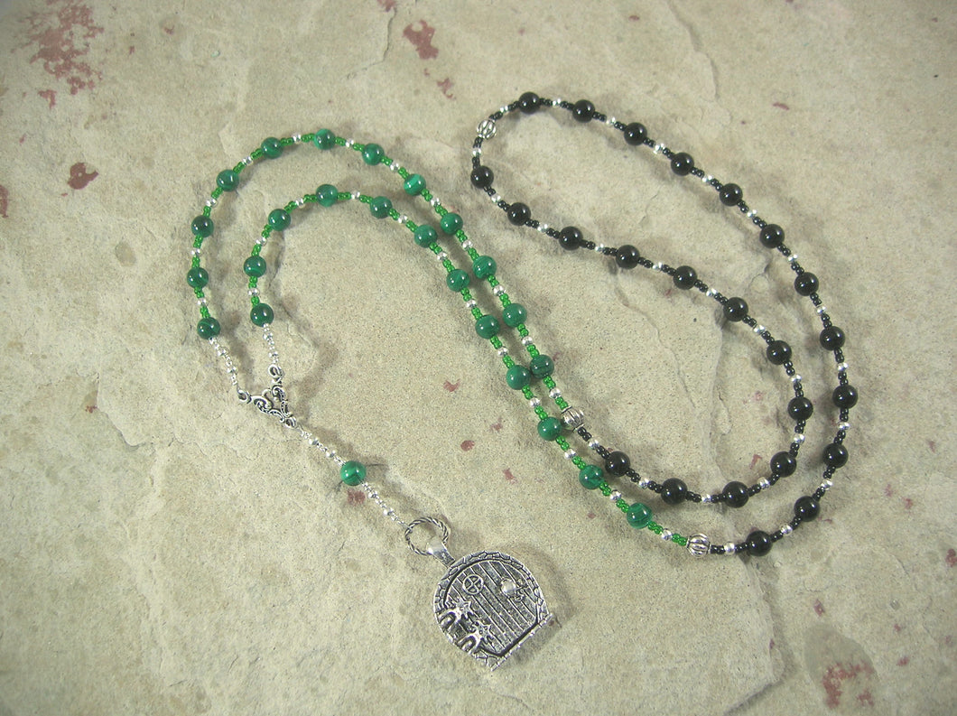 CUSTOM ORDER, RESERVED FOR S:  Kairos Prayer Beads in Malachite and Onyx, Greek God of Opportunity