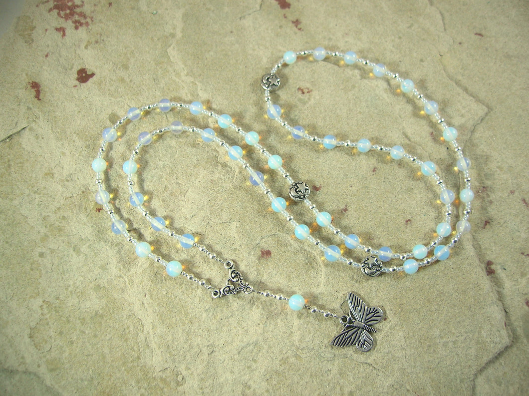 CUSTOM ORDER, RESERVED FOR S: Psyche Prayer Bead Necklace in Opalite