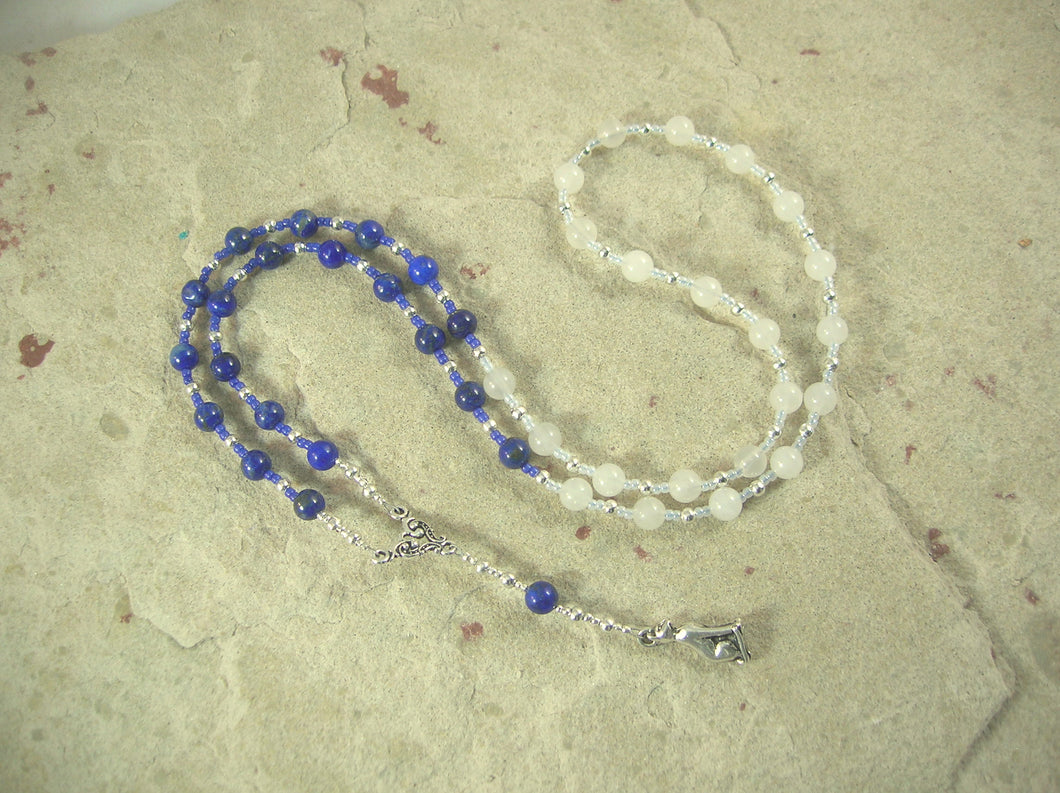 CUSTOM ORDER, RESERVED FOR S: Bast Necklace in Lapis and Snow Quartz