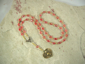 CUSTOM ORDER, RESERVED FOR S: Khepera Prayer Bead Necklace in Red Czech Fire-polished Glass