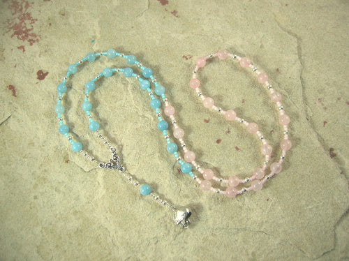 CUSTOM ORDER, RESERVED FOR S: Nephthys Necklace in Aquamarine and Rose Quartz