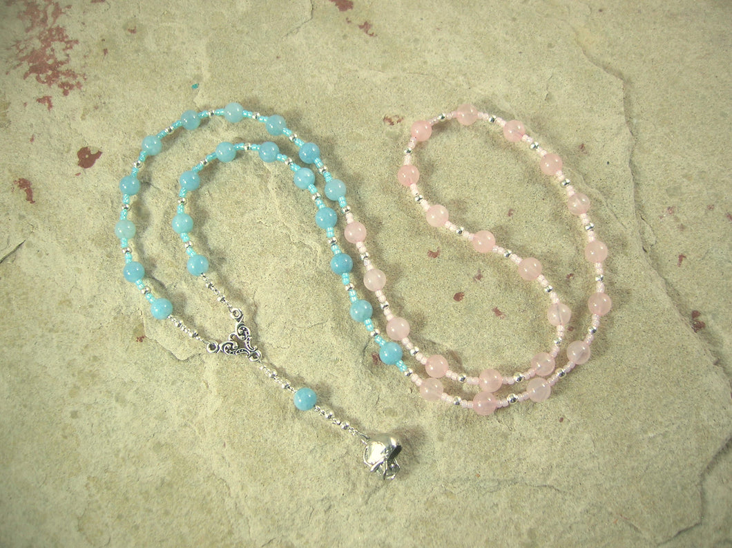 CUSTOM ORDER, RESERVED FOR S: Nephthys Necklace in Aquamarine and Rose Quartz