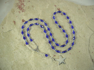CUSTOM ORDER, RESERVED FOR S: Nuit/Nut Prayer Bead Necklace in Dark Blue Czech Fire-polished Glass