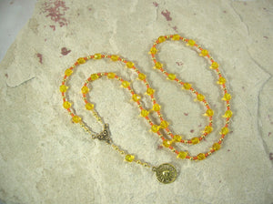 CUSTOM ORDER, RESERVED FOR S: Ra Prayer Bead Necklace in Yellow Czech Fire-polished Glass