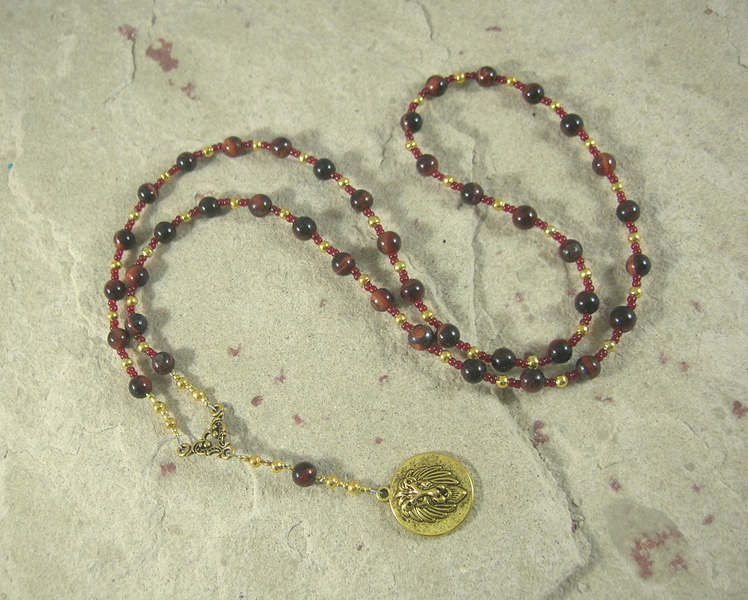 RESERVED LISTING: Custom Sekhmet Prayer Bead Necklace in Red Tiger Eye