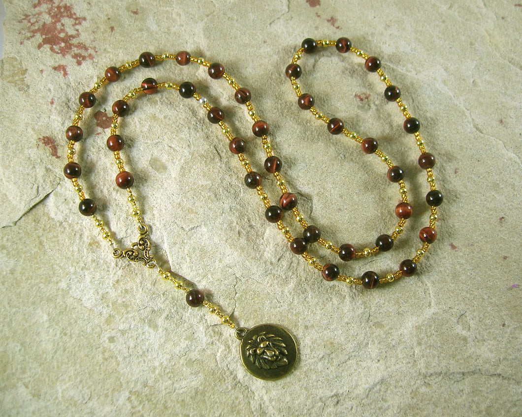RESERVED: Sekhmet Prayer Bead Necklace in Red Tiger eye - Hearthfire Handworks 