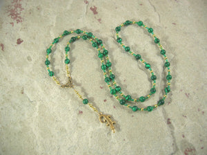 CUSTOM ORDER, RESERVED FOR S:  Sobek Prayer Bead Necklace in Reconstituted Malachite, Egyptian God of Fertility, Protection, Patron of Soldiers