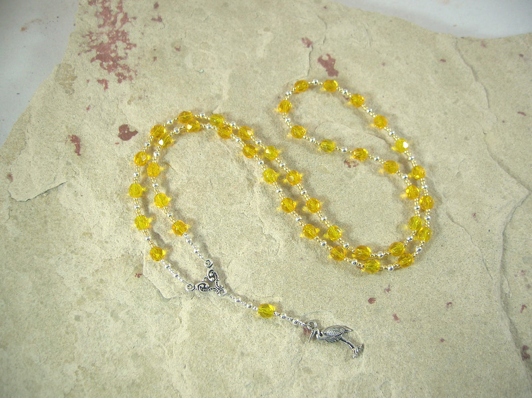 CUSTOM ORDER, RESERVED FOR S: Thoth Prayer Bead Necklace in Yellow Czech Fire-polished Glass