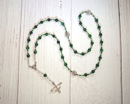Abnoba Prayer Bead Necklace in Green Tiger Eye: Gaulish Celtic Goddess of the Wilderness