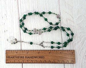 Airmed (Airmid) Prayer Bead Necklace in Green Agate: Irish Celtic Goddess of Herbs and Healing