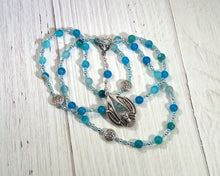Blodeuwedd Prayer Bead Necklace in Blue Agate: Welsh Celtic Goddess of Spring, Maid of Flowers