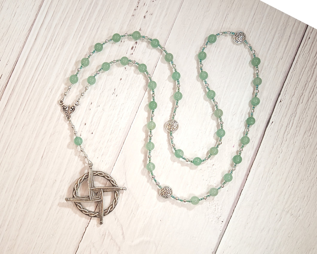 Brigid Prayer Bead Necklace in Green Aventurine: Irish Celtic Goddess of Poetry, Crafts, Healing