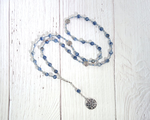 Cailleach Prayer Bead Necklace in Blue Spot Agate: Gaelic Celtic Goddess of Winter and Storms