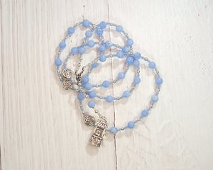 Coventina Prayer Bead Necklace in Blue Lace Agate: Gaulish Celtic Goddess of Wells, Springs and Fresh Water