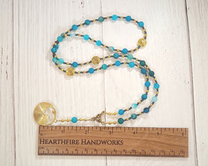 Damona Prayer Bead Necklace in Blue Agate: Gaulish Celtic Goddess of Abundance and Healing, Lady of the Hot Springs