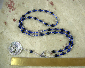 Epona Prayer Bead Necklace in Blue Tiger Eye:  Gaulish Celtic Goddess of the Horse - Hearthfire Handworks 