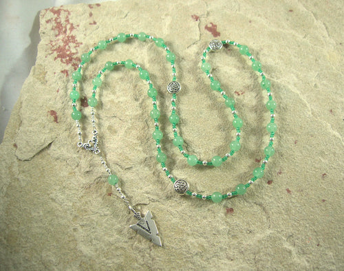 Lugh Prayer Bead Necklace in Aventurine: Irish Celtic God of All Arts and Skills - Hearthfire Handworks 