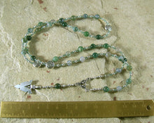 Lugh Prayer Bead Necklace in Green Agate: Irish Celtic God of All Arts and Skills - Hearthfire Handworks 
