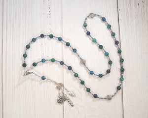Prayer Bead Necklace in Chrysocolla/Lapis for the Matronae (Mothers): Germanic and Gaulish Celtic Goddesses of Abundance and Protection