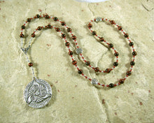 Morrigan Prayer Bead Necklace in Red Tiger Eye: Irish Celtic Goddess - Hearthfire Handworks 