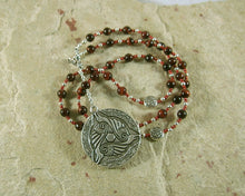 Morrigan Prayer Bead Necklace in Red Tiger Eye: Irish Celtic Goddess - Hearthfire Handworks 