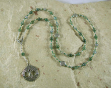 Nemetona Prayer Bead Necklace in Green Agate: Gaulish Celtic Goddess of the Sacred Grove - Hearthfire Handworks 