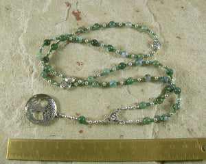 Nemetona Prayer Bead Necklace in Green Agate: Gaulish Celtic Goddess of the Sacred Grove - Hearthfire Handworks 